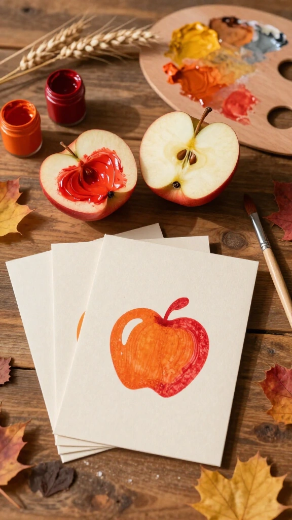 Apple stamping Thanksgiving cards