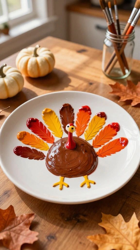 Turkey handprint keepsake plate
