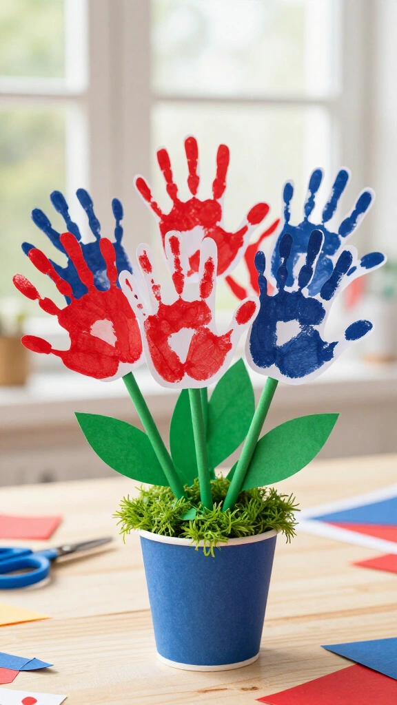 Handprint freedom flowers