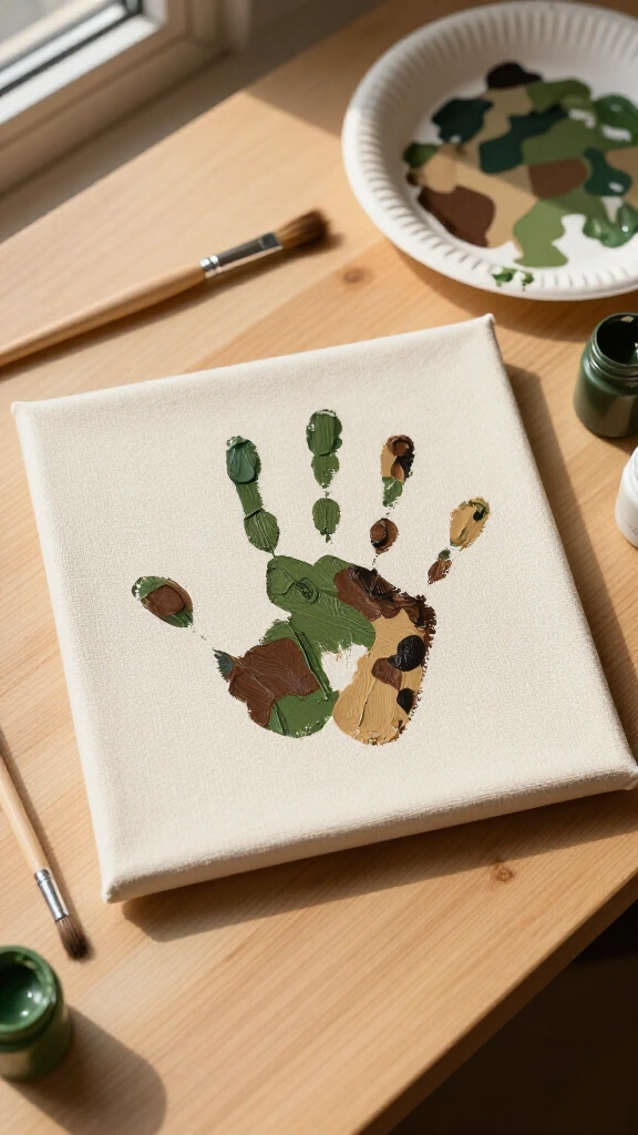 Camouflage handprint canvas