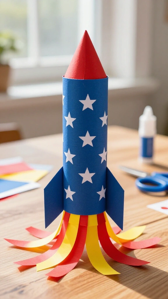 Paper tube patriotic rocket