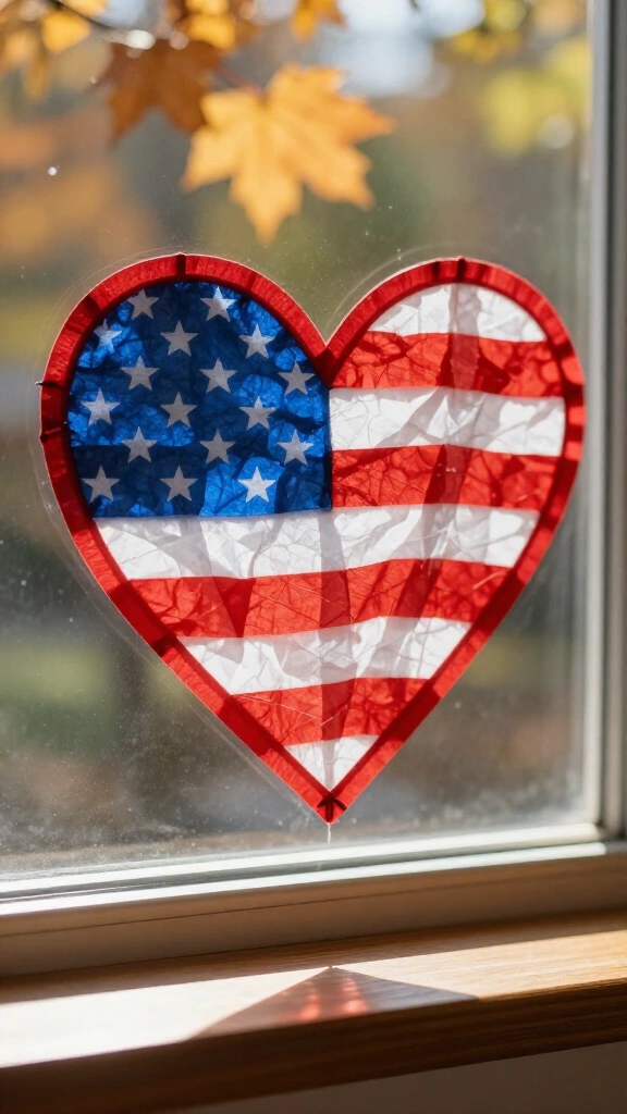 Patriotic heart suncatcher