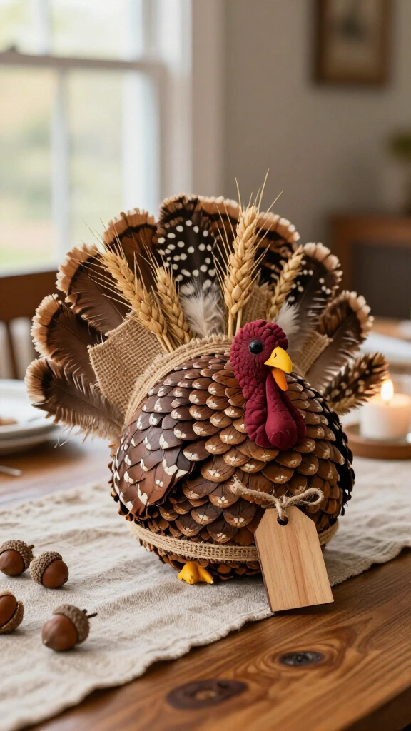 Pinecone & Burlap Table Centerpiece