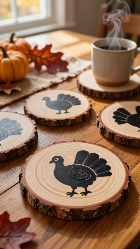 Wood Slice Gobbler Coasters