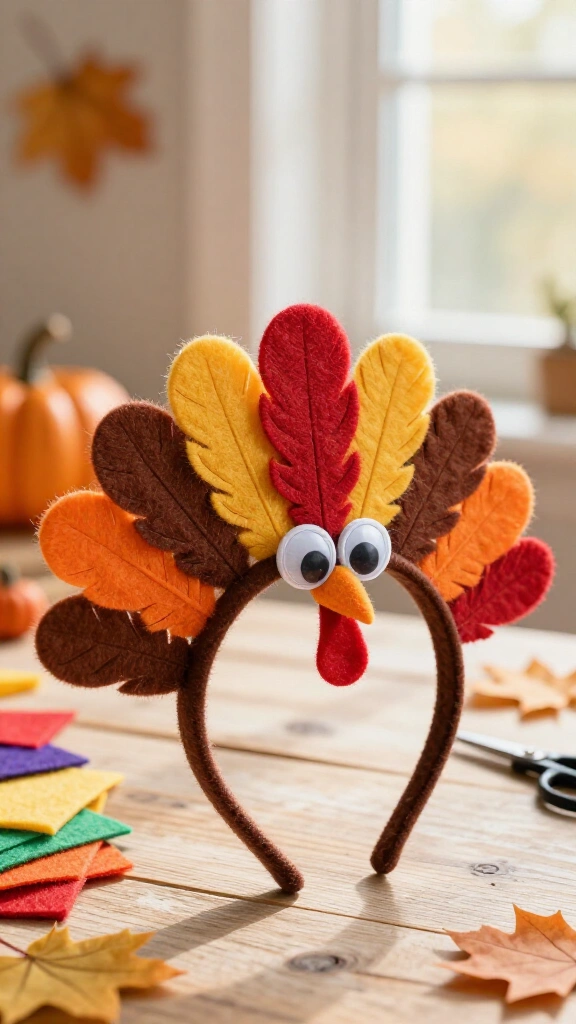 Googly eyes felt turkey headpiece