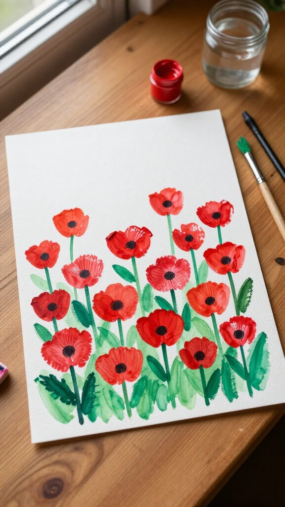 Fingerprint field of poppies art