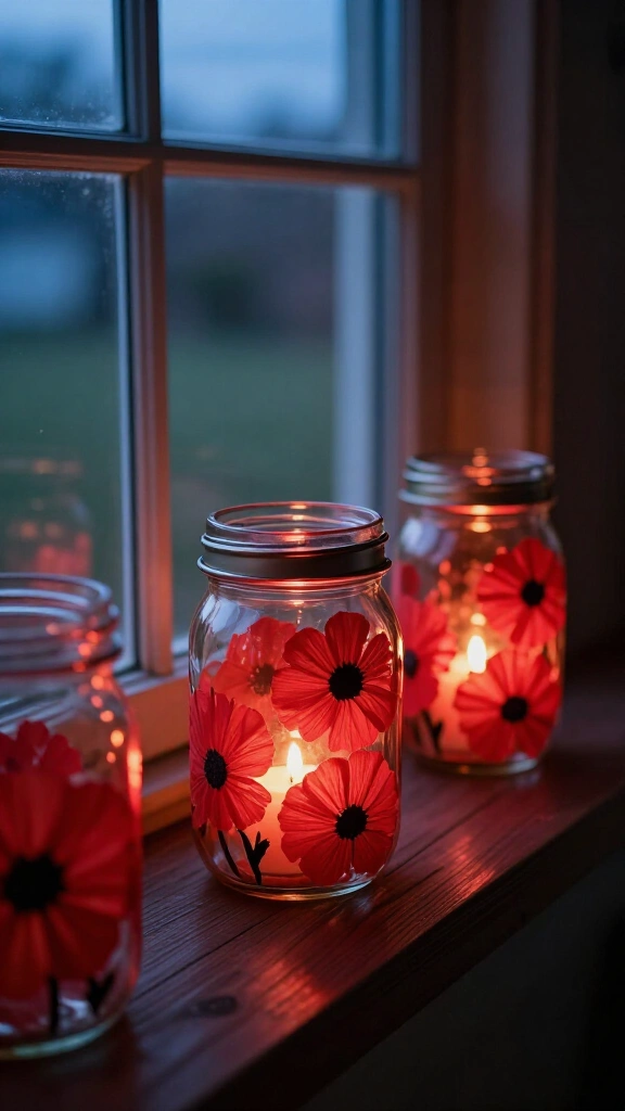 Mason jar poppy lanterns