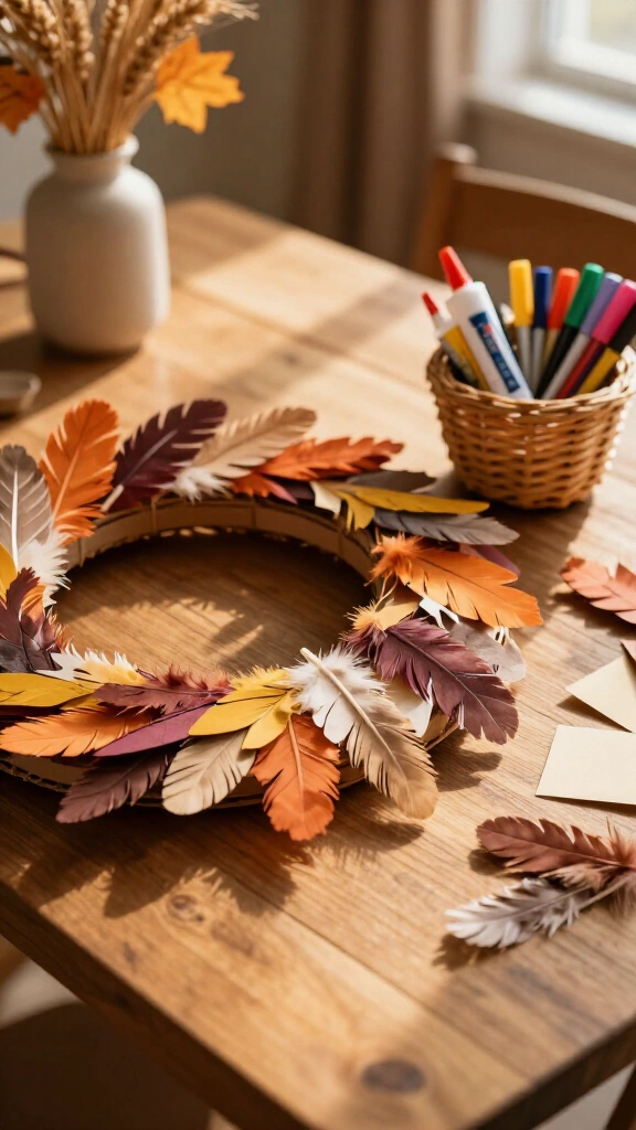 Gratitude feather wreath