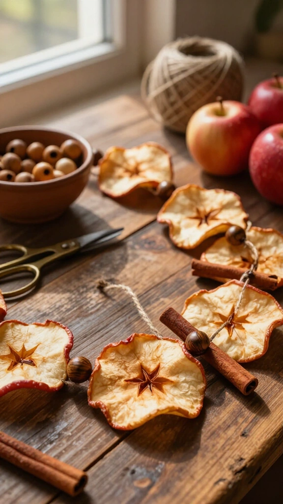 Dried apple slice garland