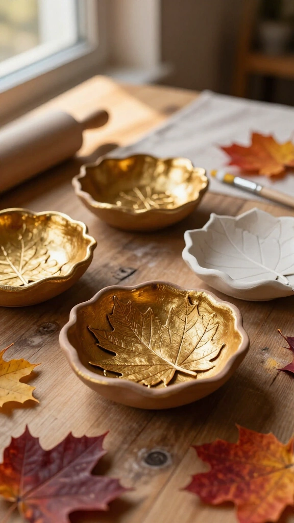 Air-dry clay leaf bowls