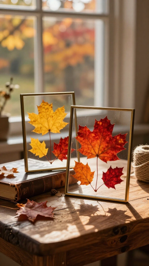 Pressed leaf glass art frames