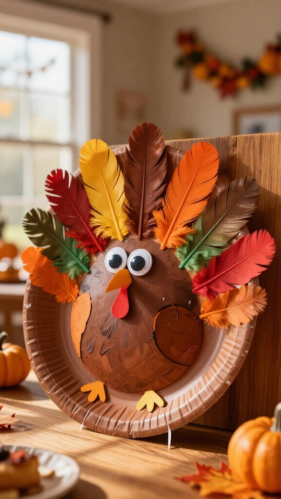 Paper plate feathered turkeys