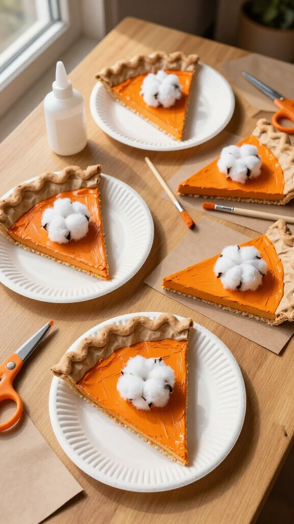 Paper plate pumpkin pie slices