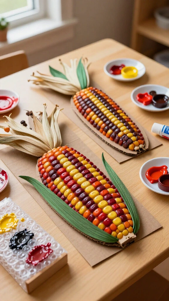 Bubble wrap stamped Indian corn