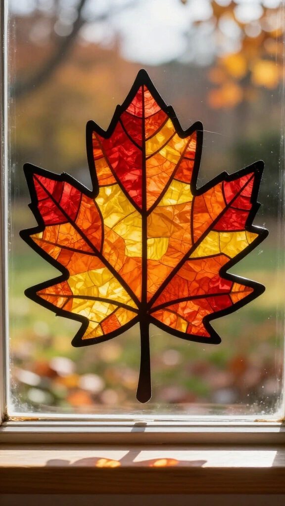 Tissue paper leaf suncatchers