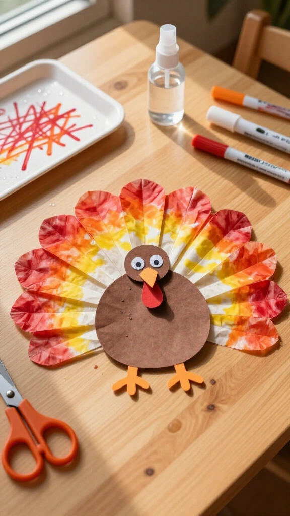Coffee filter bleeding-color turkeys