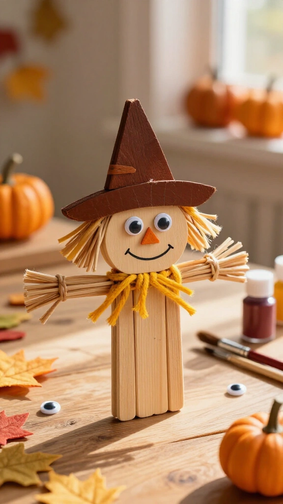 Popsicle stick scarecrow heads