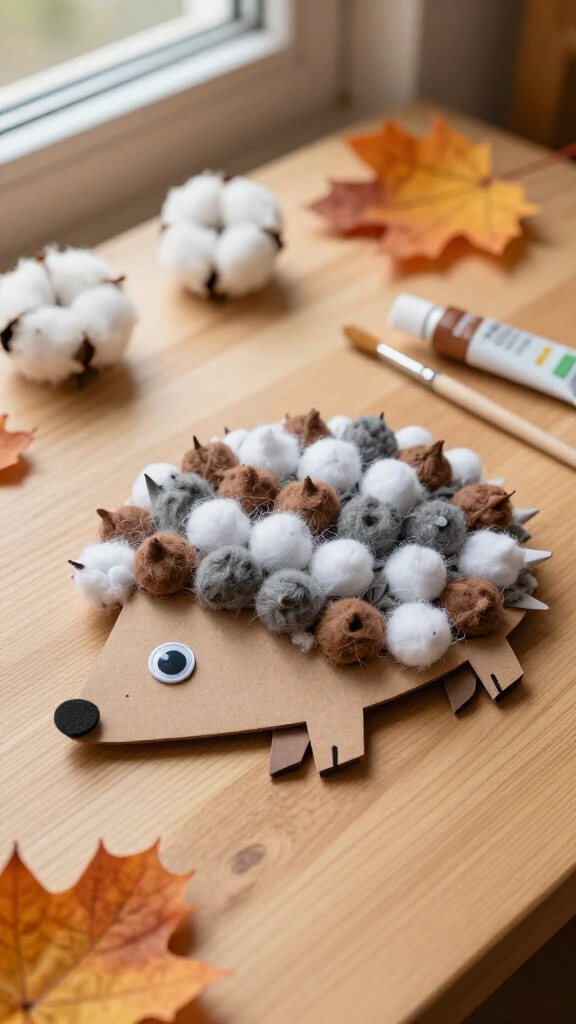 Fluffy cotton ball woodland hedgehog