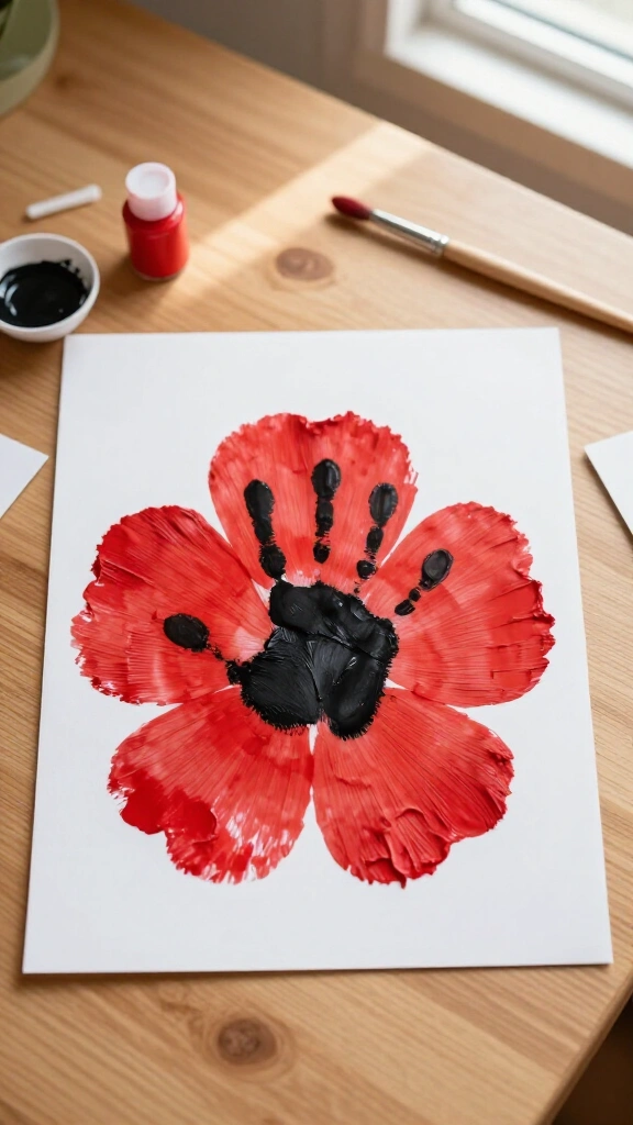 Handprint poppy art keepsake