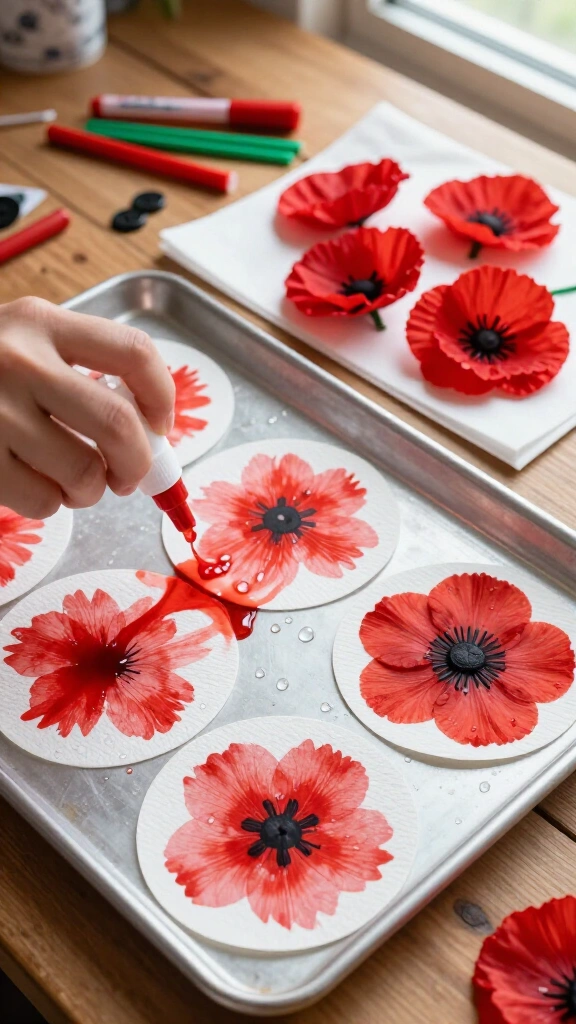 Coffee filter bleeding poppies