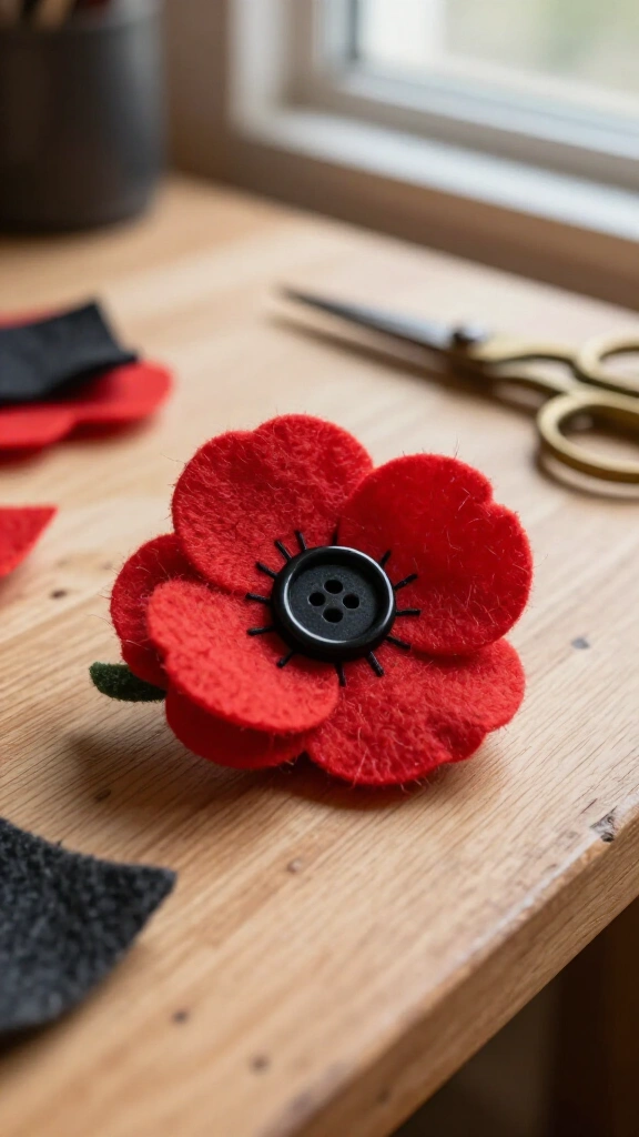 Felt poppy lapel pin