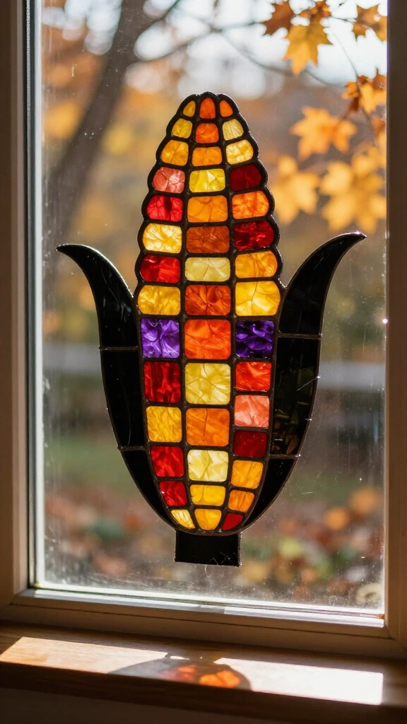 Tissue paper stained glass cornucopia