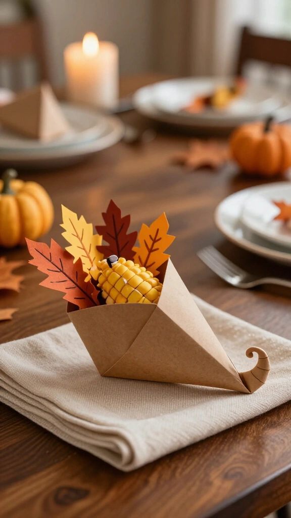 Origami paper Thanksgiving cornucopia