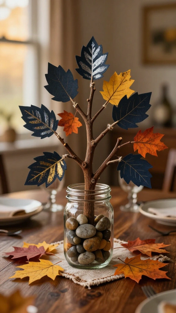 Gratitude tree with fallen leaves