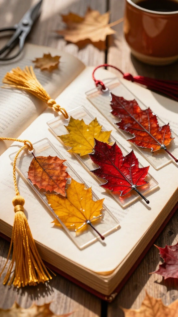 Stained glass gratitude leaf bookmark