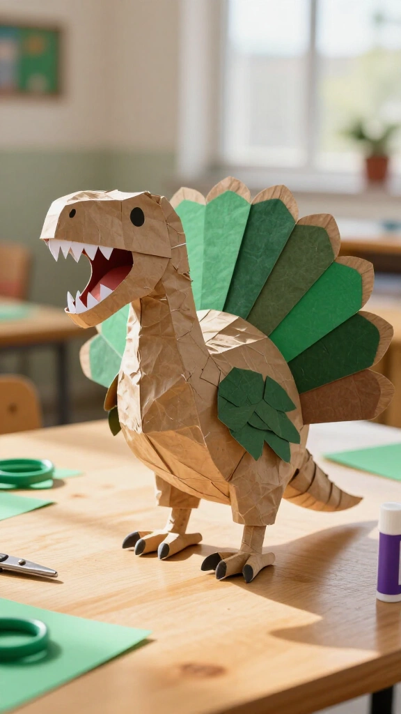 Brown Paper Bag Roaring Dinosaur