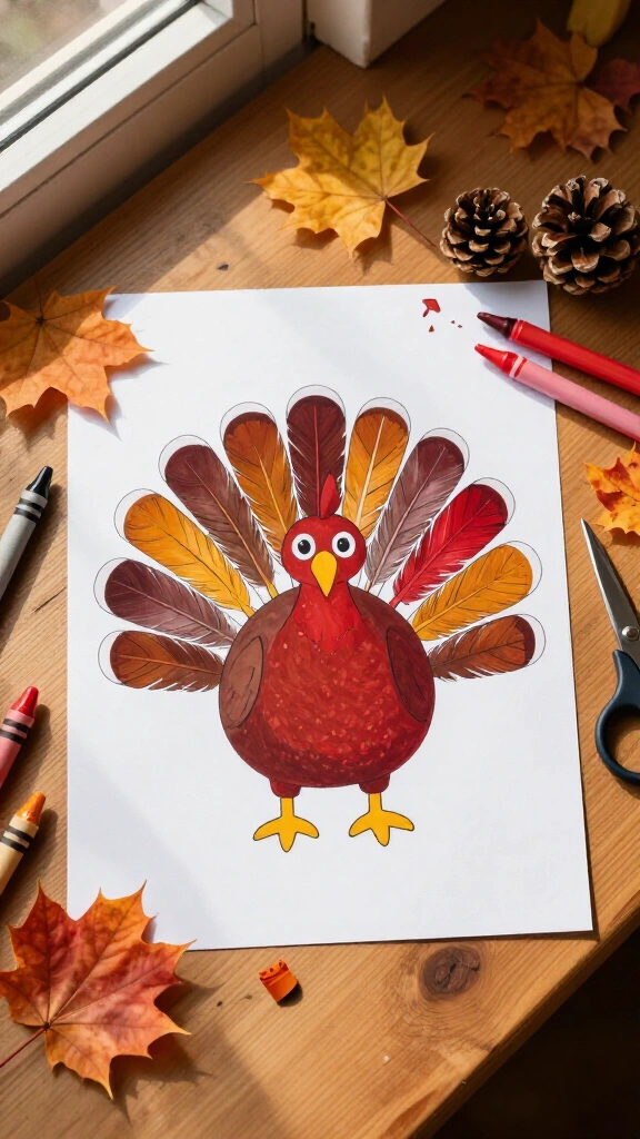 Turkey body with feather outlines