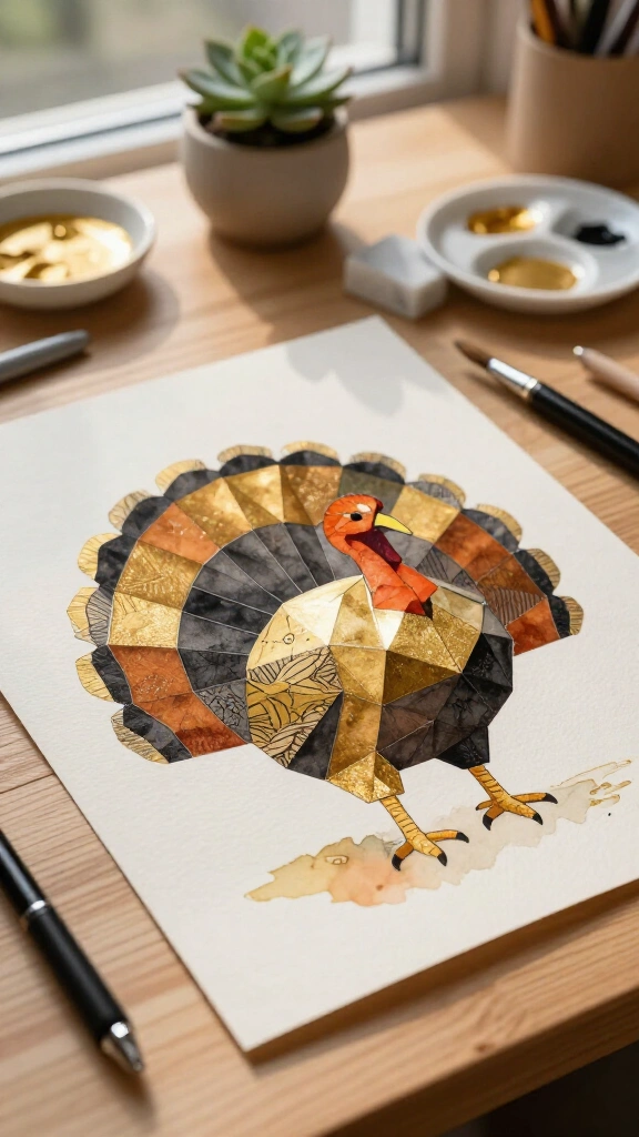 Geometric turkey silhouette