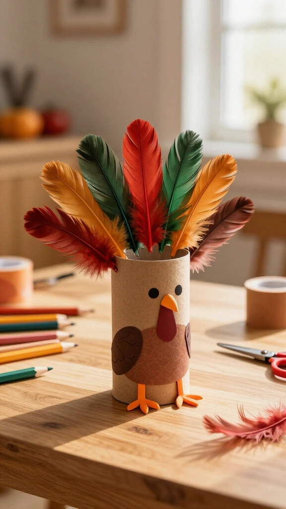 Upcycled toilet paper roll turkey wrap