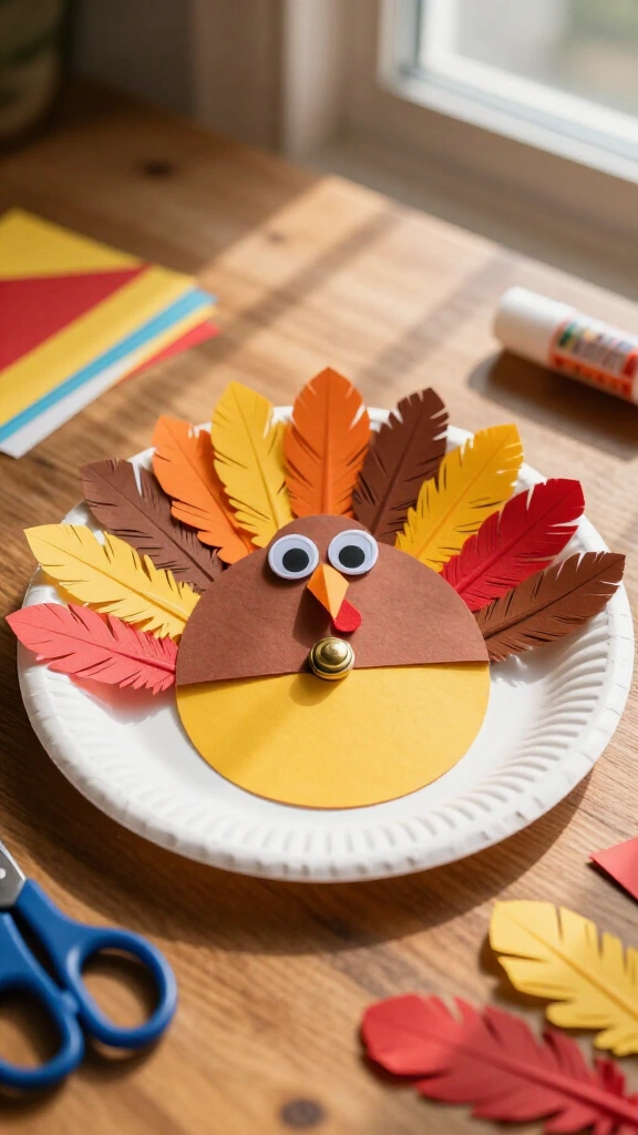 Paper plate turkey gratitude spinner