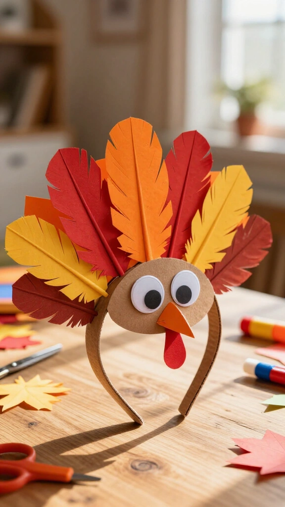 Thankful feather turkey headband