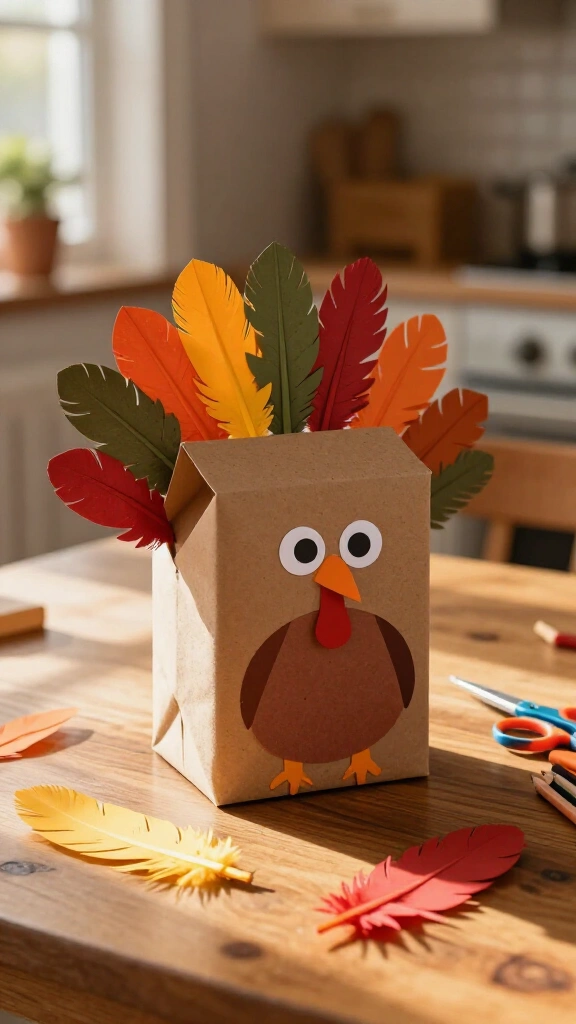 Cereal box gratitude turkey caddy