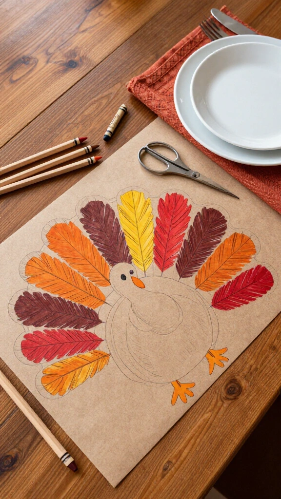 DIY thankful turkey activity placemat