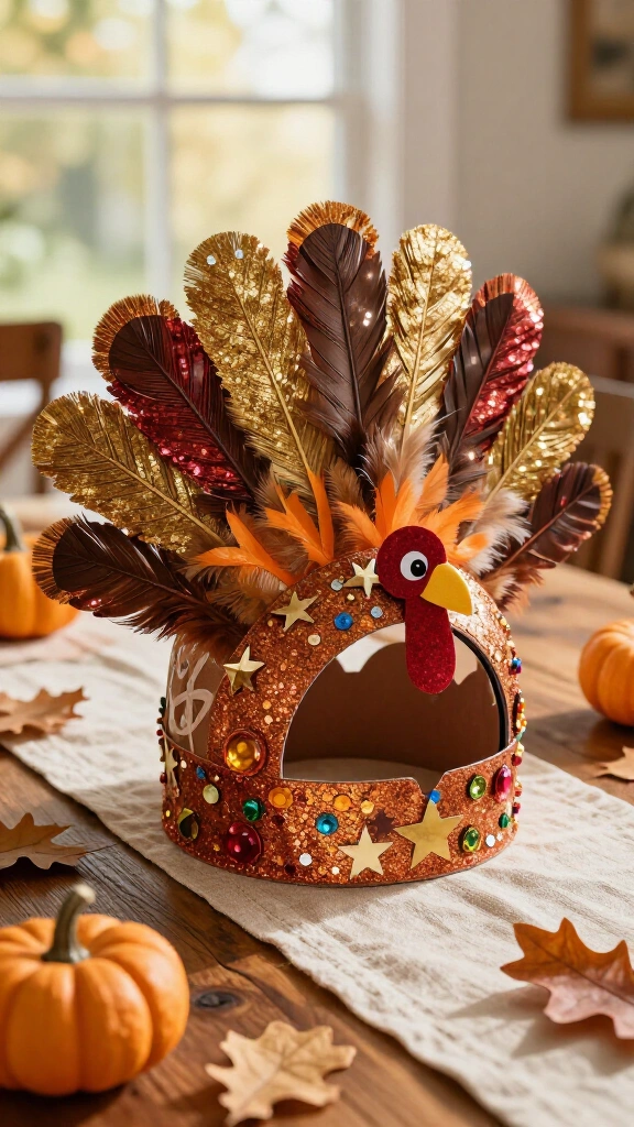 Glitter and sparkle turkey party crown