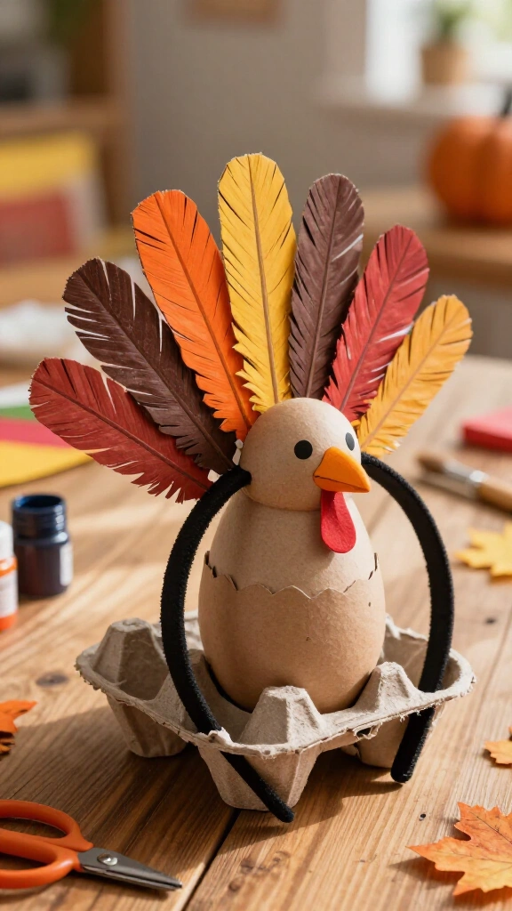 Recycled egg carton turkey headband