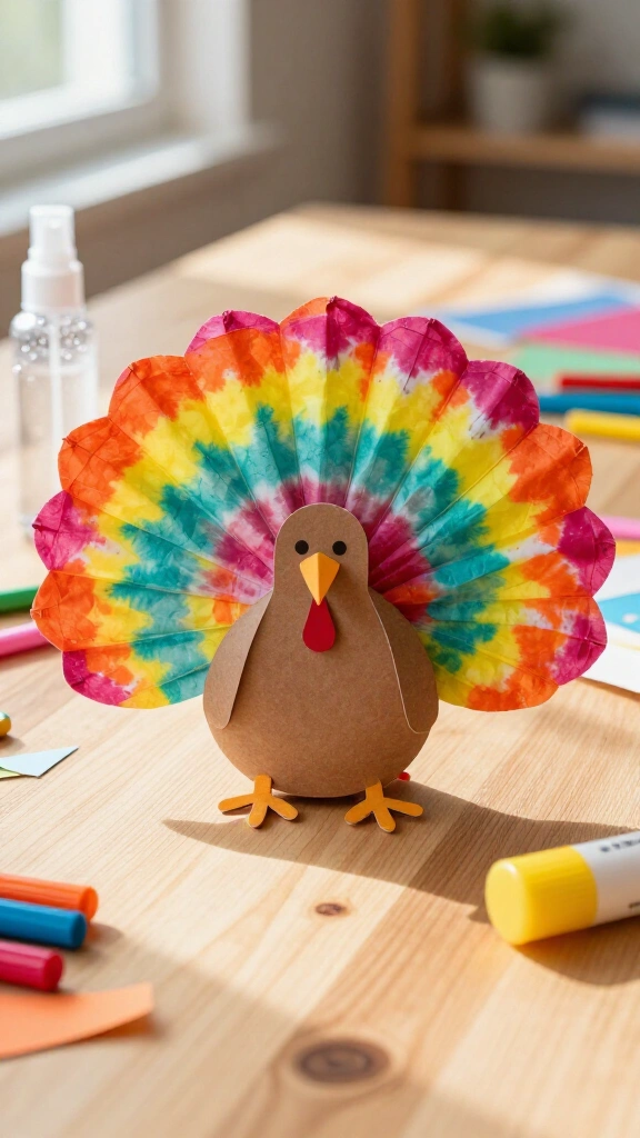Tie-dye coffee filter hand turkey