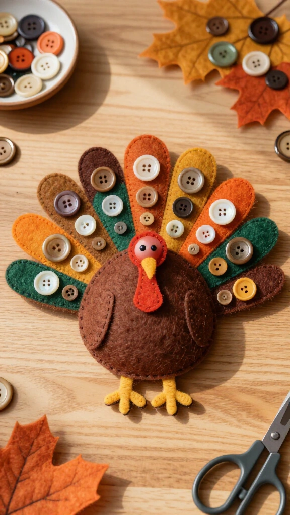 Felt and button texture hand turkey