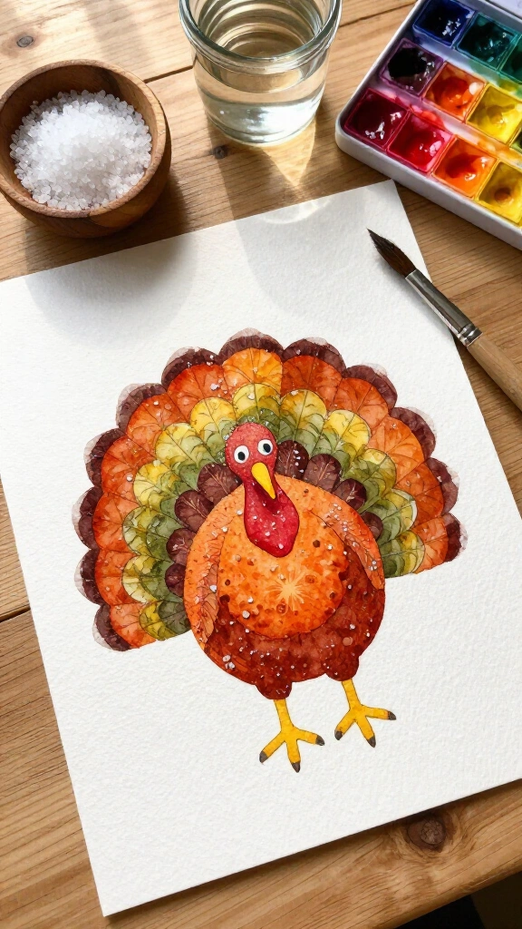 Watercolor and sea salt turkey