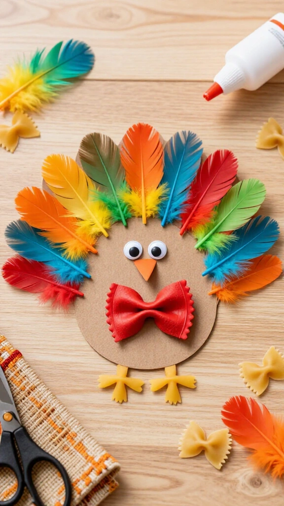 Rainbow feather bowtie turkey