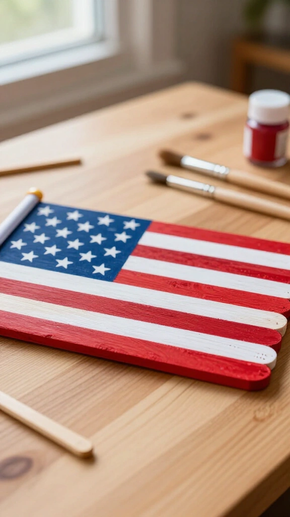 Classic popsicle stick American flag
