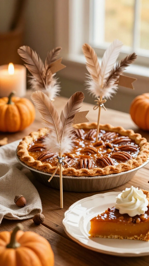 Feather-topped Thanksgiving pie picks