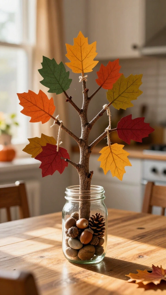 Real branch and mason jar thankful tree