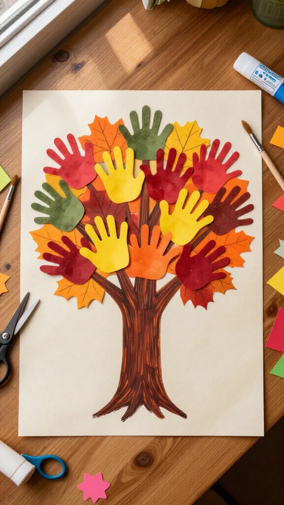 Keepsake handprint leaf thankful tree