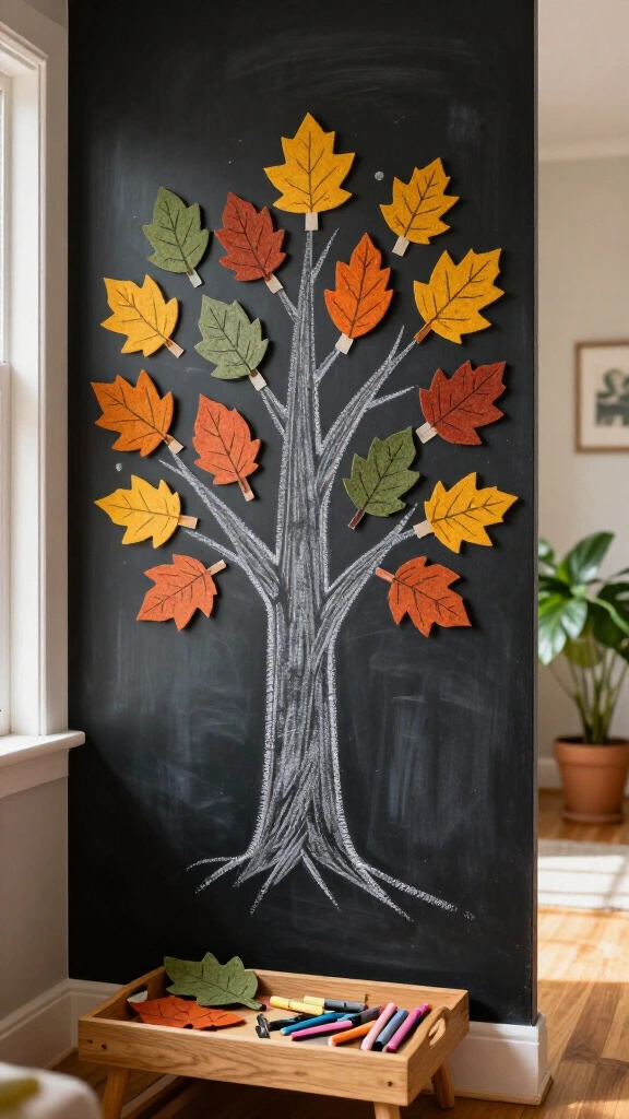 Interactive chalkboard wall thankful tree