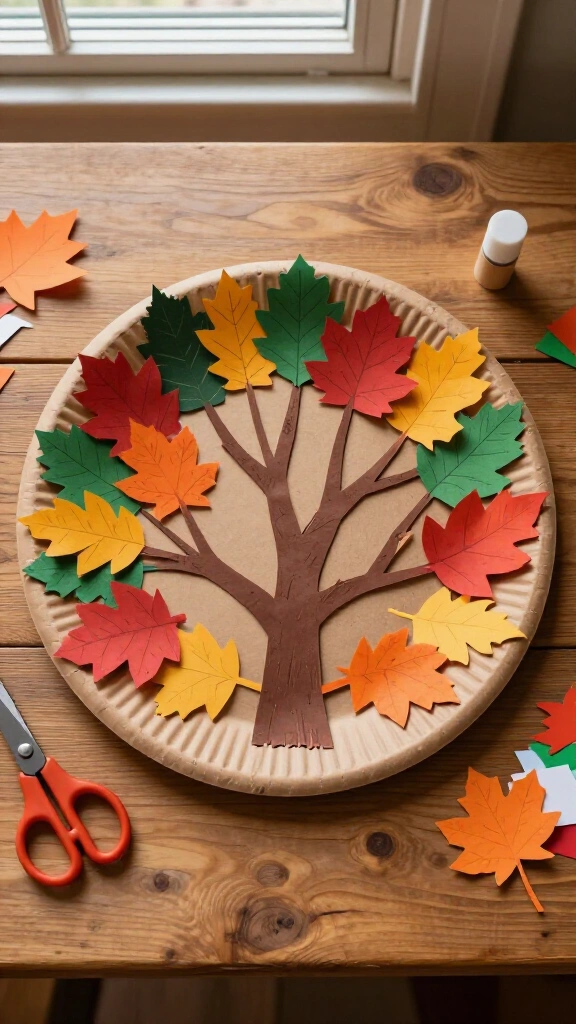 Paper plate thankful tree wreath