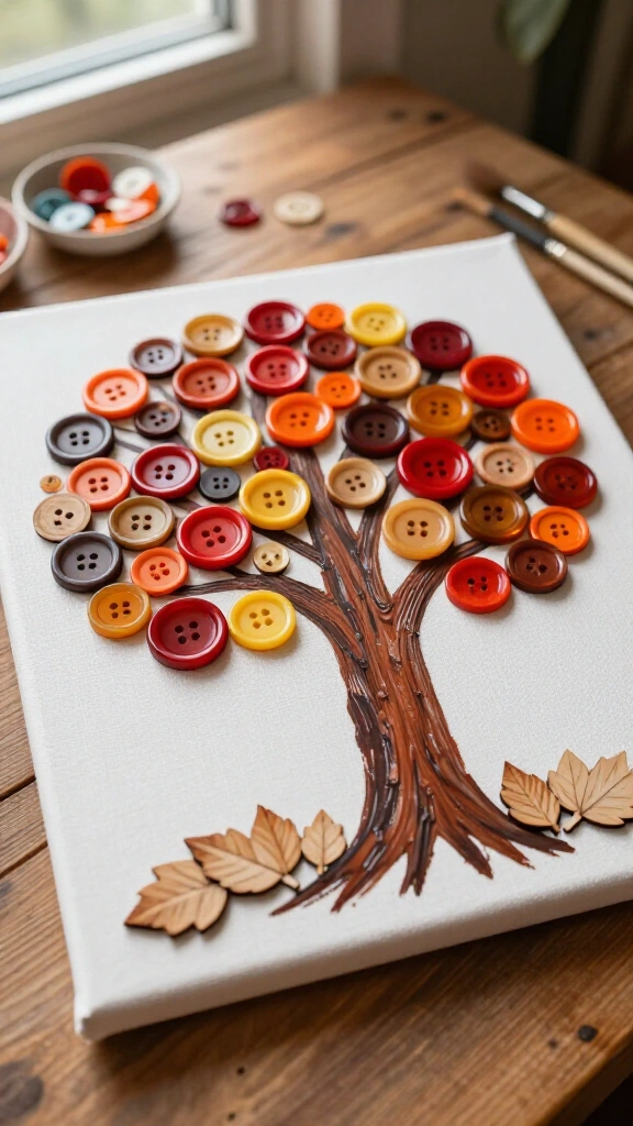 Framed canvas and button keepsake tree